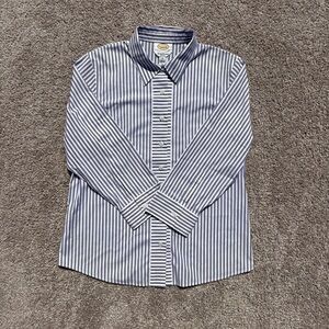 Talbots Men's Navy Striped Button Down Shirt